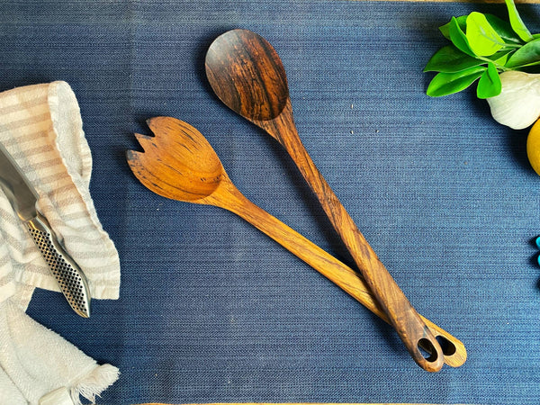 Rustic Handle Wooden Utensil Salad Set