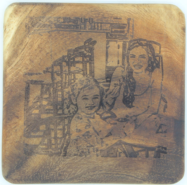 East Indian Walnut Custom Engraved Coaster Set of 4