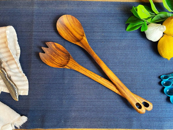 Rustic Handle Wooden Utensil Salad Set