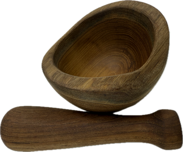 Rustic Teak Wood Mortar and Pestle
