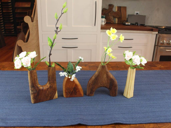 Hand Carved Wooden Vase - Legs