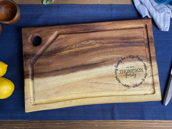 Medium Live Edge Square End Board with Hanging Hole and Juice Groove