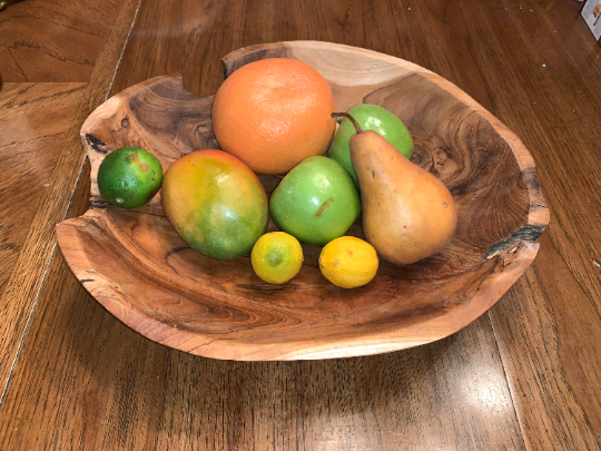 Large Live Edge Hand Carved Teak Bowl