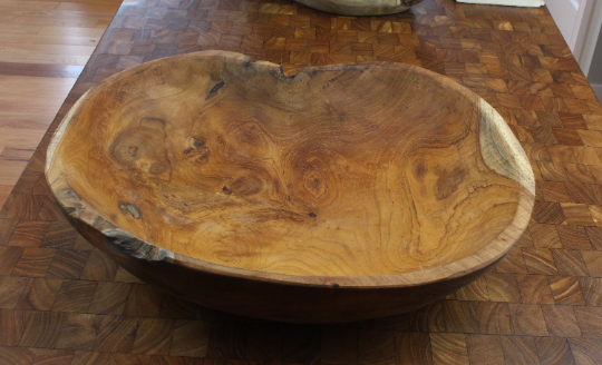 Large Natural Raw Edge purchases Teak Bowl